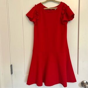 Florence Eiseman Girls Red Dress Crepe Scuba Ruffle Sleeve sz 10
